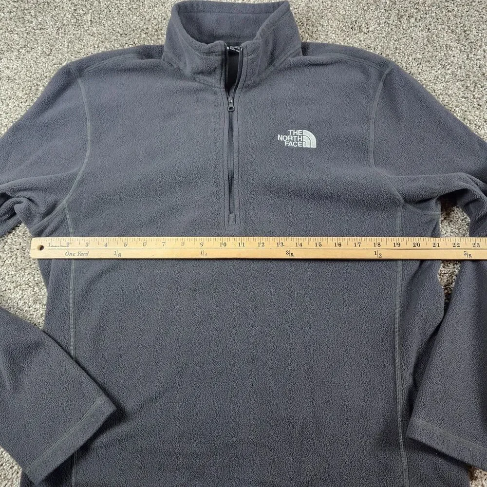North Face Sweater Mens Medium Gray Fleece Pullover 1/4 Zip Hike Camping Casual